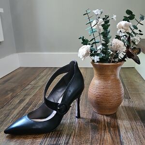 Sam Edelman Elegant Black Leather Pointed Toe‎ Women's High Heels.